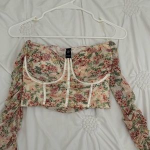 FLORAL OFF SHOULDER CORSET TOP